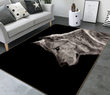 3D Black Wolf 041 Animal Non Slip Rug Mat