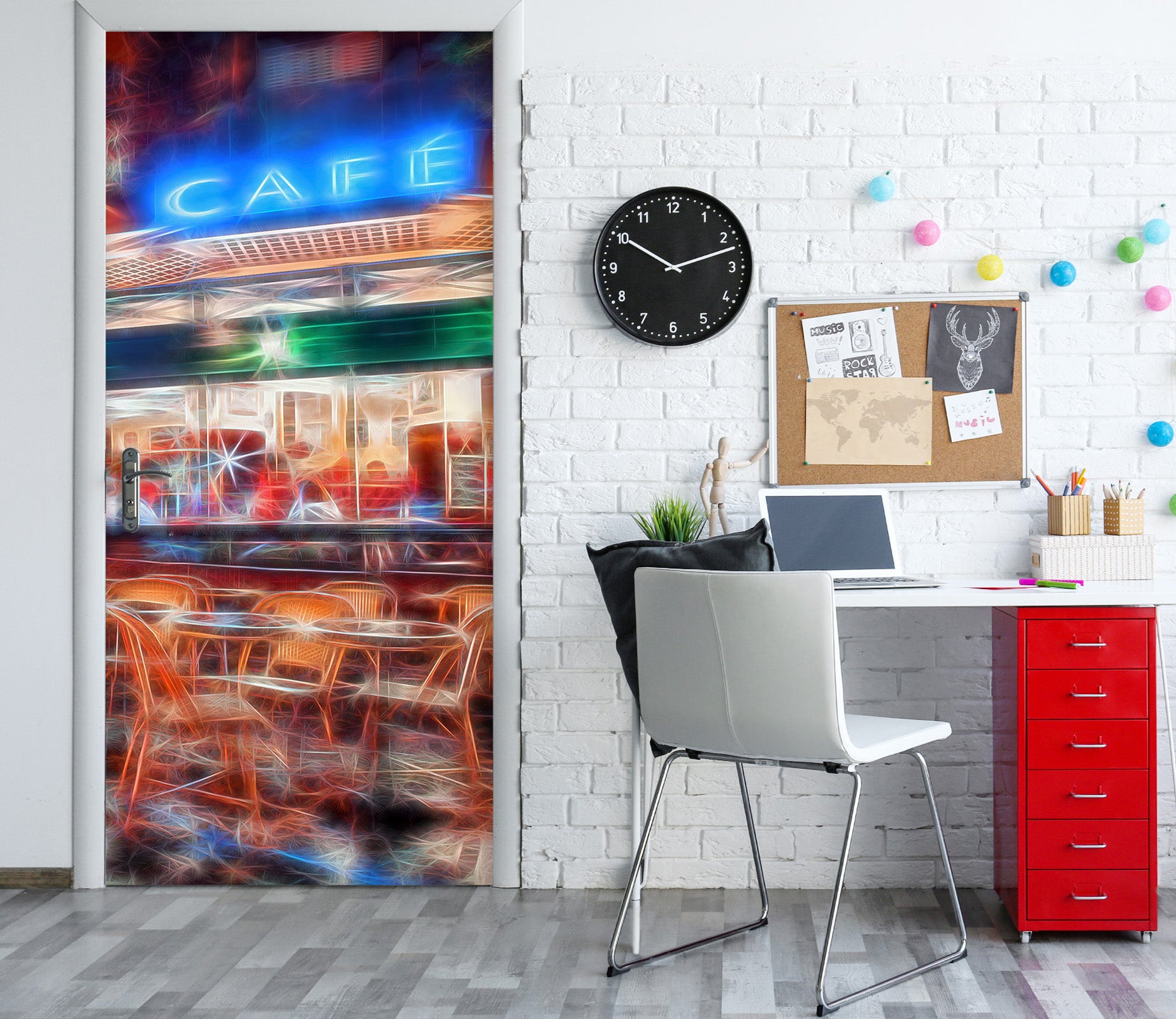3D Lighting Pattern Coffee Shop 10695 Assaf Frank Door Mural