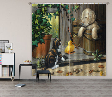 3D Puppy Duck 03337 Kevin Walsh Curtain Curtains Drapes