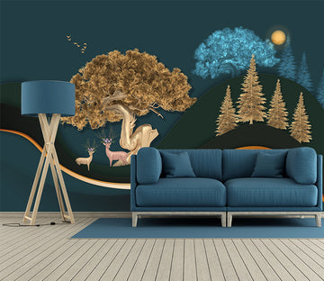 3D Fallow Deer Grove WC066 Wall Murals
