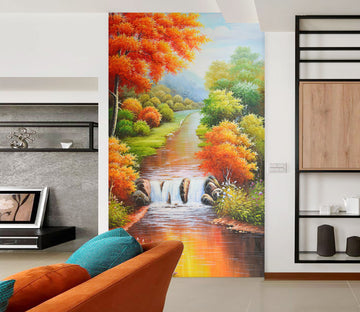 3D Autumn Stream 1871 Wall Murals