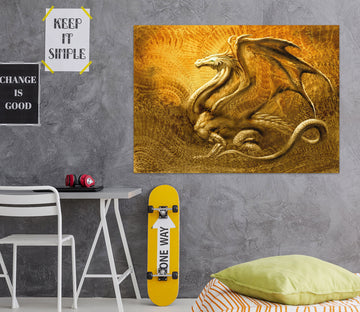 3D Dragon Golden 8068 Ciruelo Wall Sticker