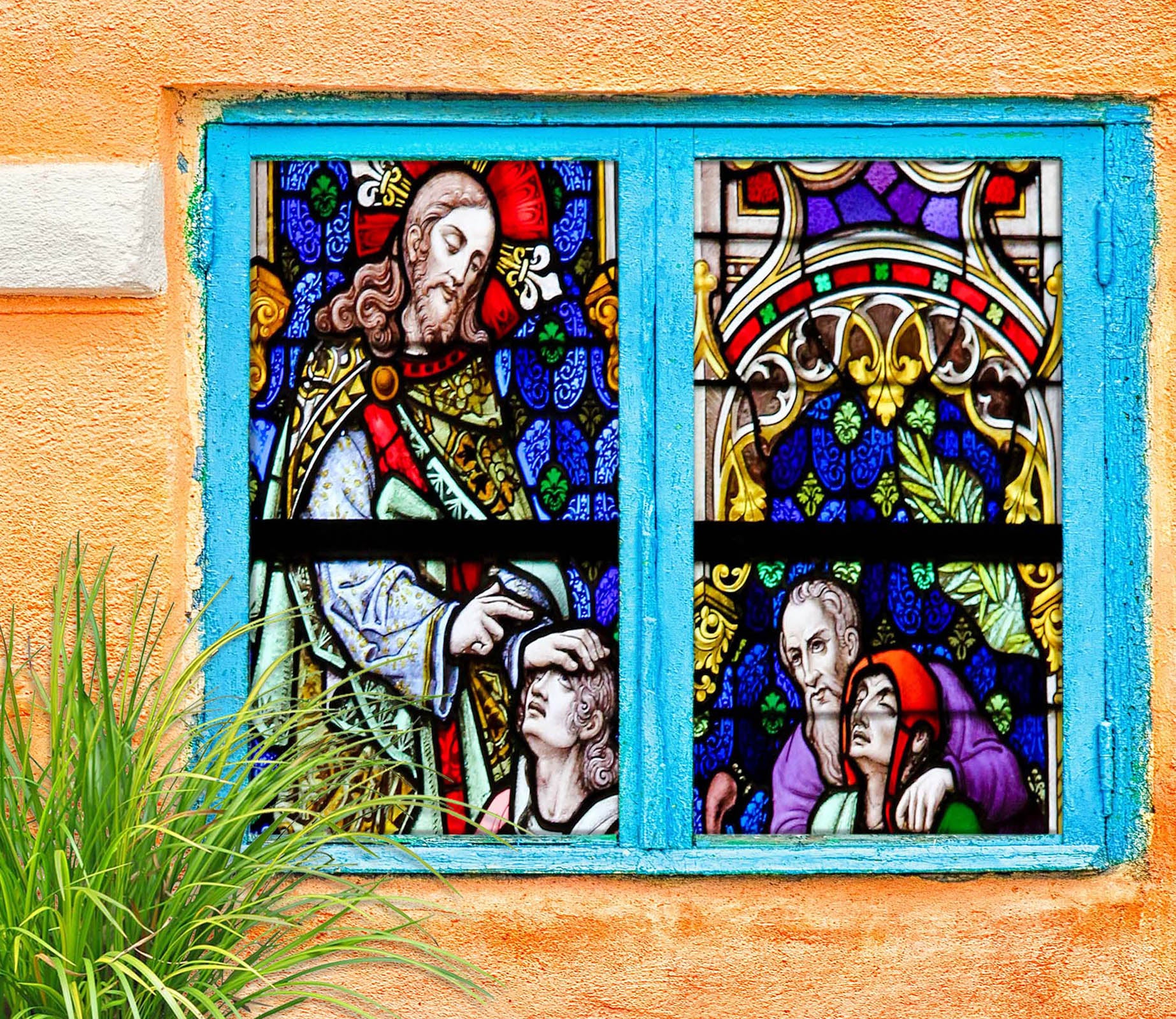 3D Prayer Meditation 175 Window Film Print Sticker Cling Stained Glass UV Block