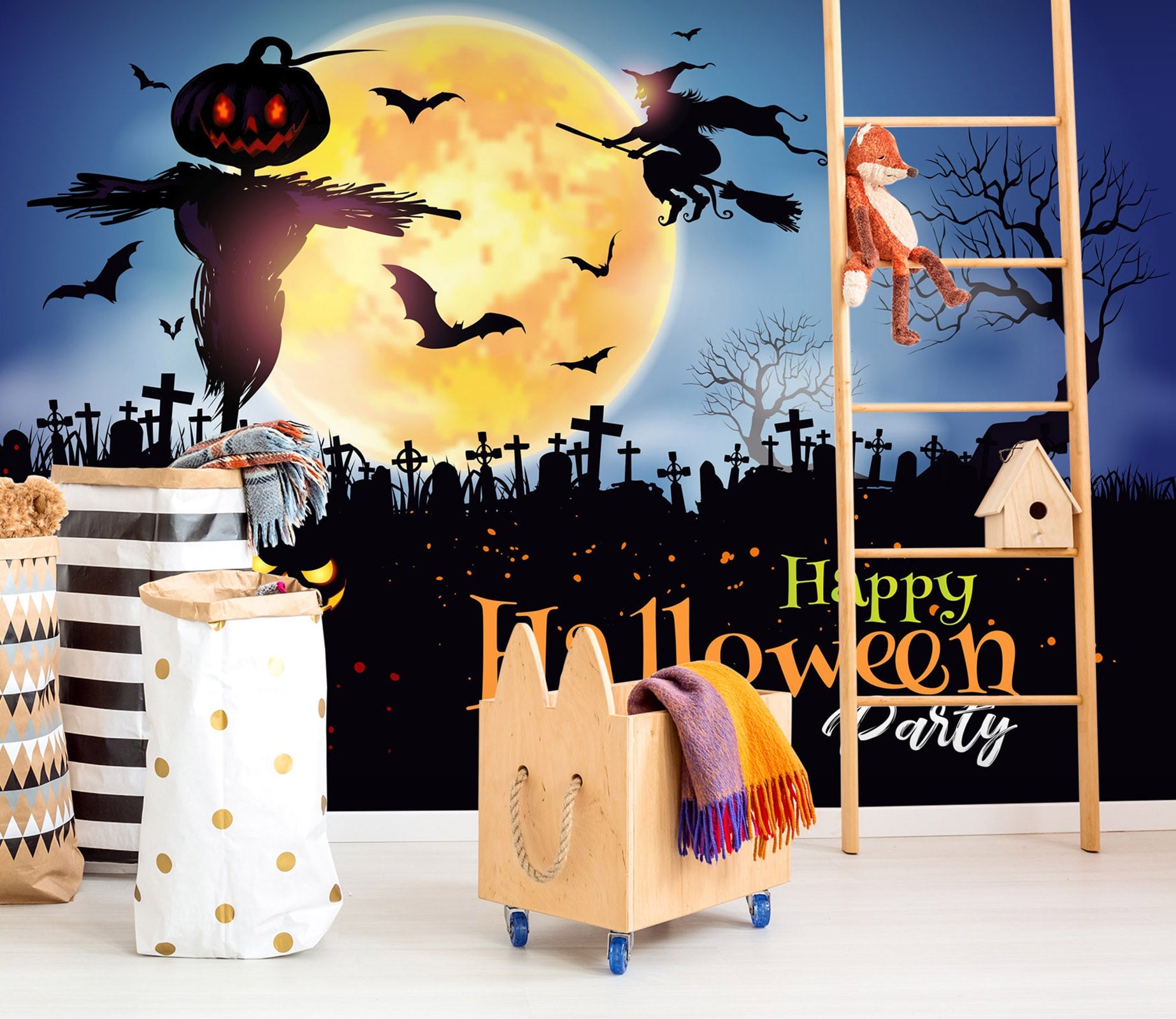 3D Scarecrow Moon 1005 Halloween Wall Murals Wallpaper AJ Wallpaper 2 