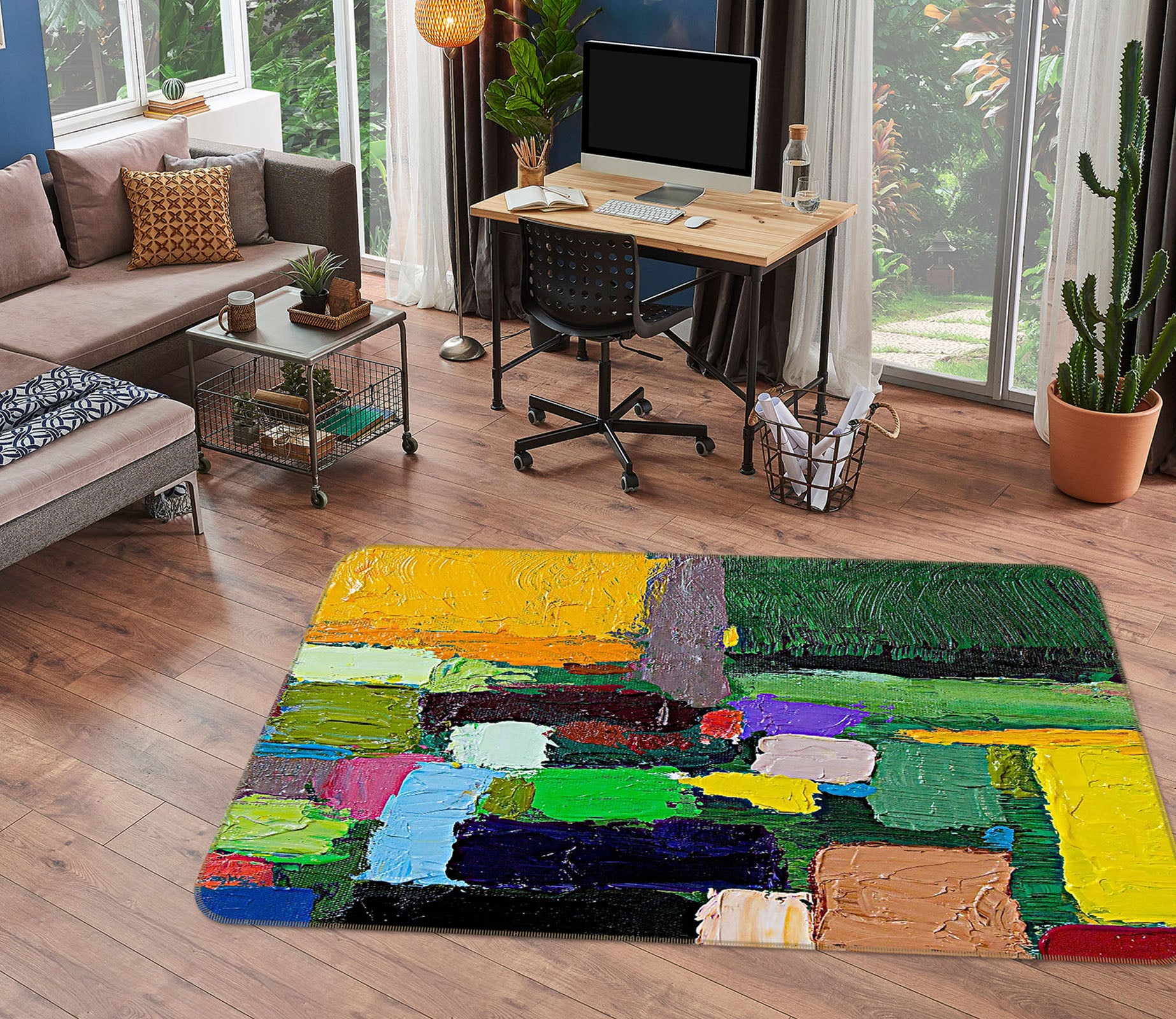 3D Colored Field 1059 Allan P. Friedlander Rug Non Slip Rug Mat