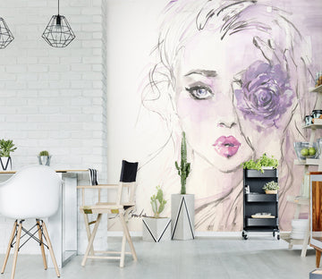 3D Woman Purple Rose 4050 Debi Coules Wall Mural Wall Murals
