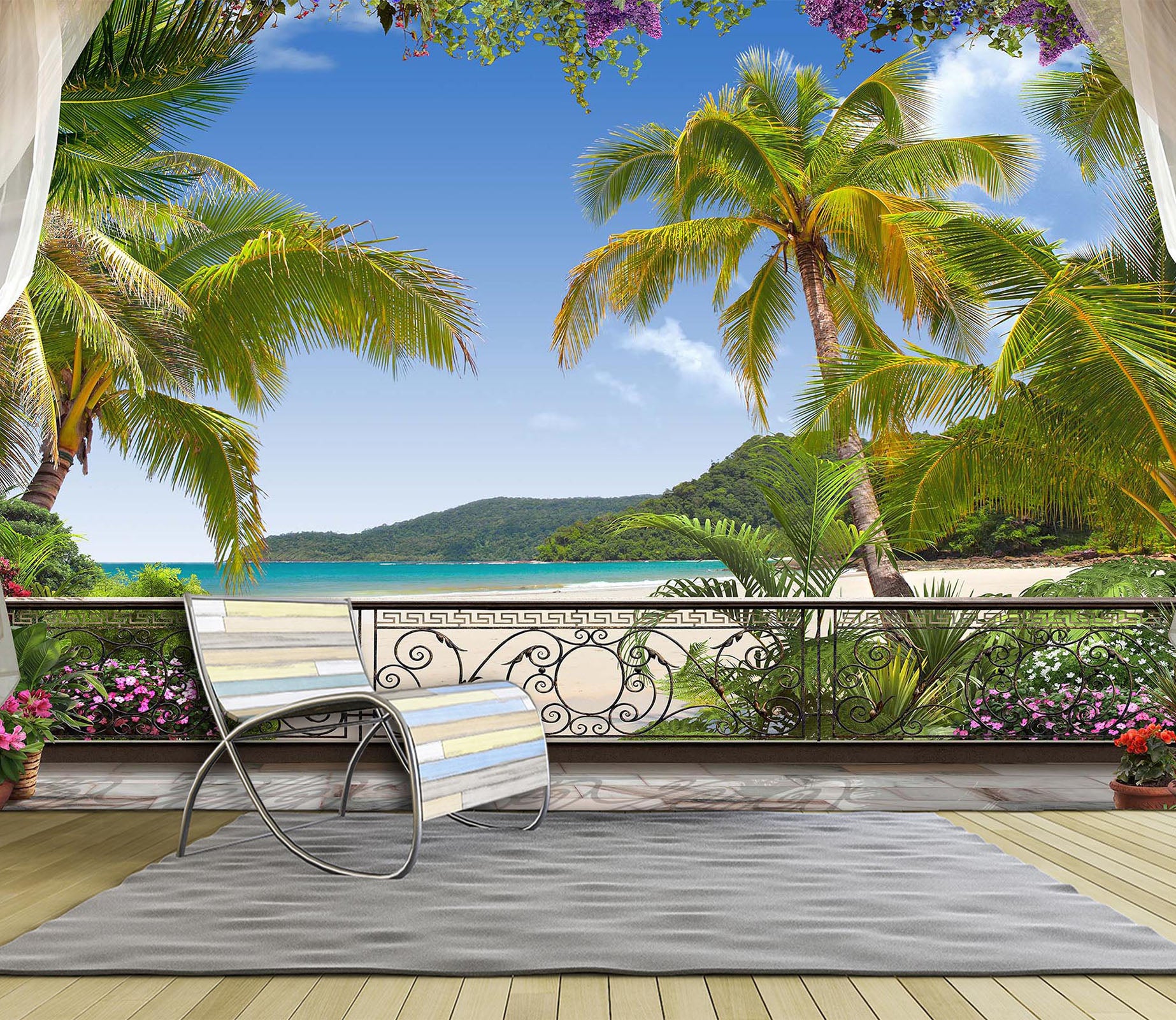 3D Coconut Palm Tree 2049 Wall Murals