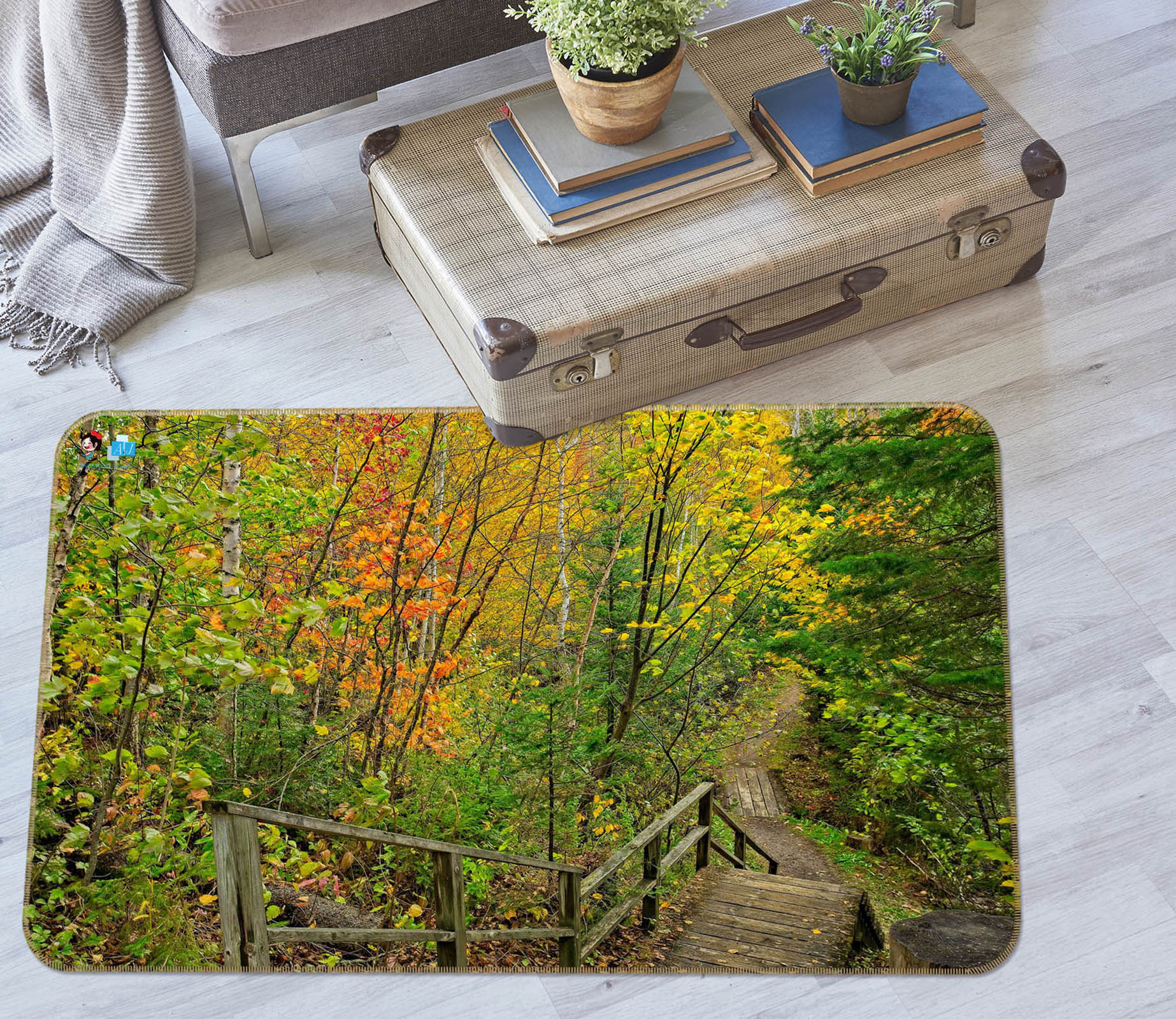 3D Forest Staircase 62209 Kathy Barefield Rug Non Slip Rug Mat