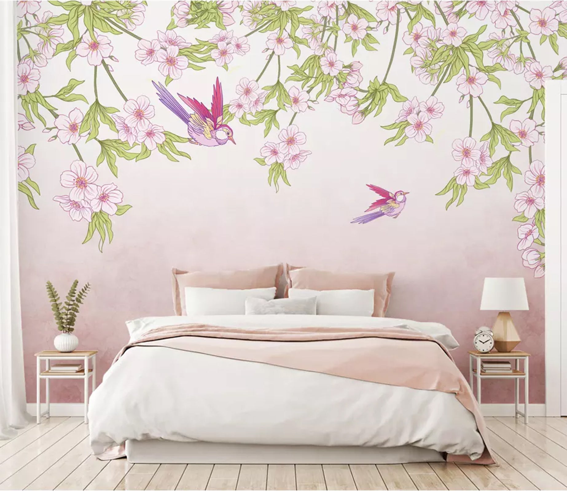 3D Peach Blossom Magpie WC13 Wall Murals Wallpaper AJ Wallpaper 2 