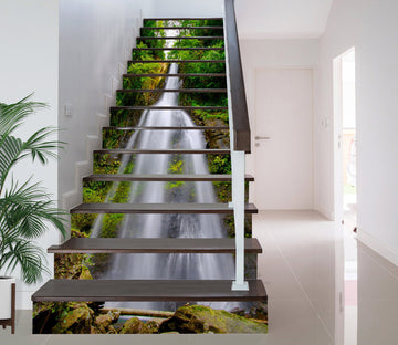 3D Green Tree Falls 362 Stair Risers