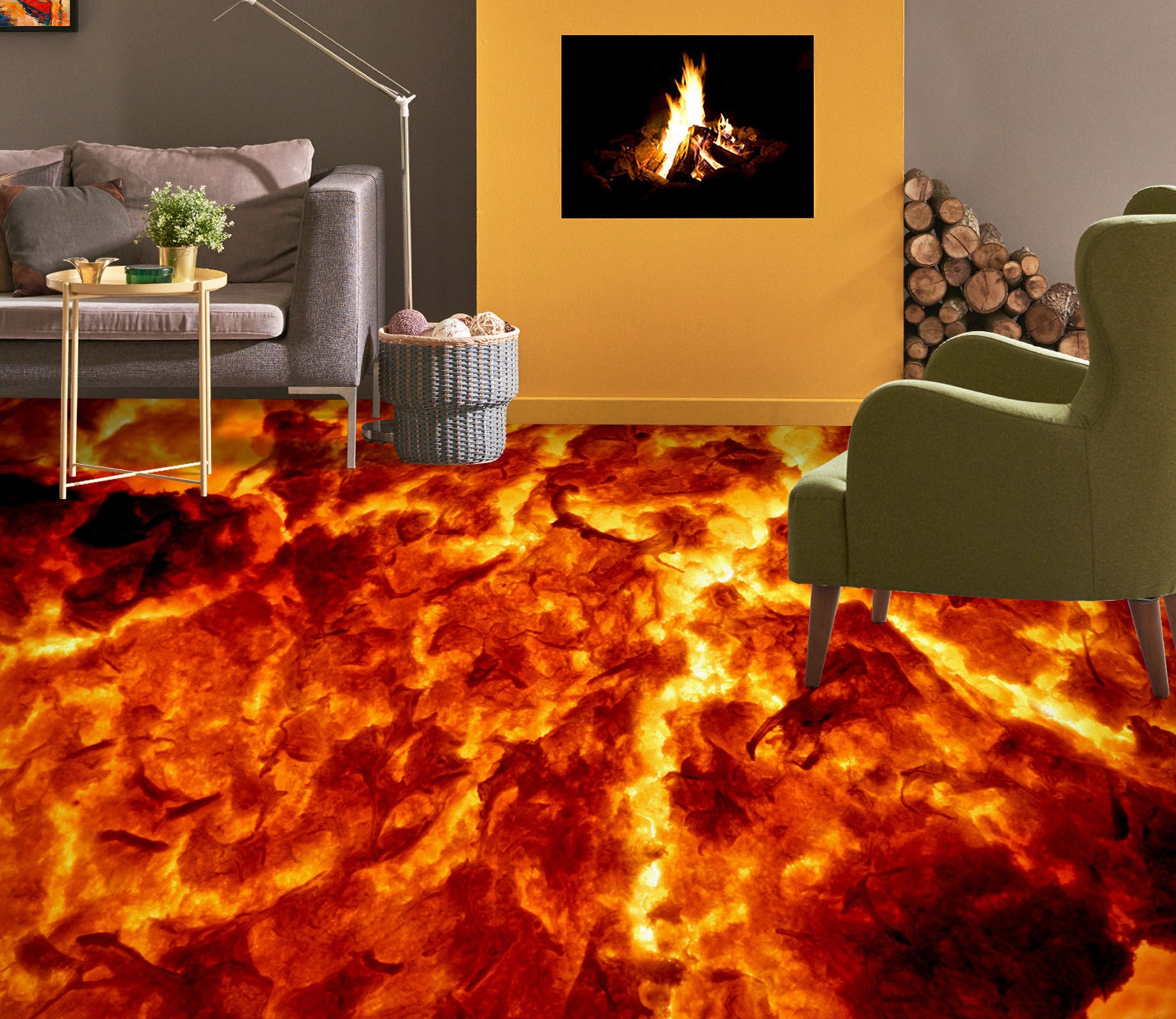3D Hot Lava 1458 Floor Mural  Wallpaper Murals Self-Adhesive Removable Print Epoxy