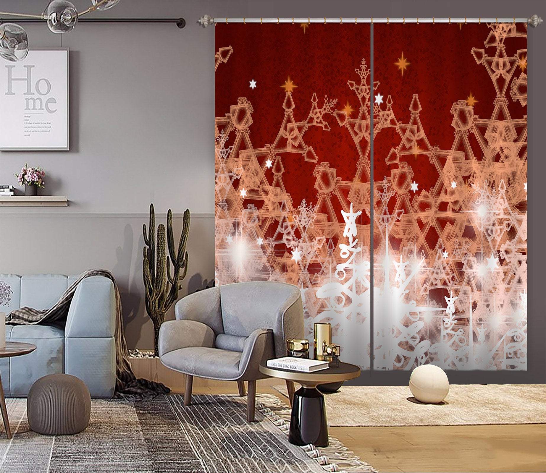 3D Snowflake 53125 Christmas Curtains Drapes Xmas