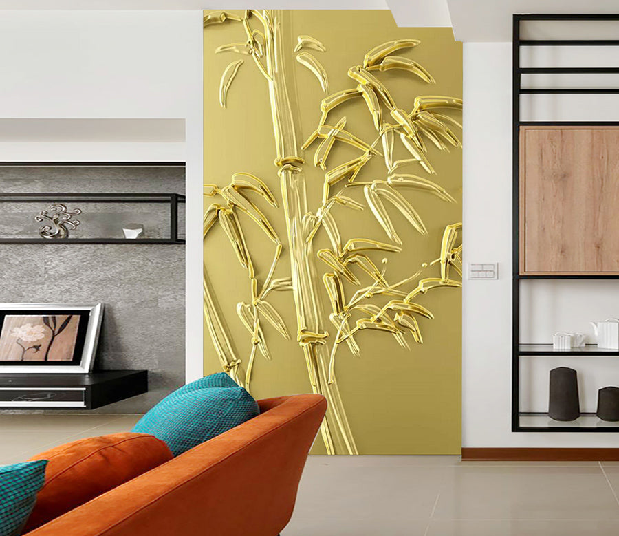 3D Golden Bamboo WC823 Wall Murals