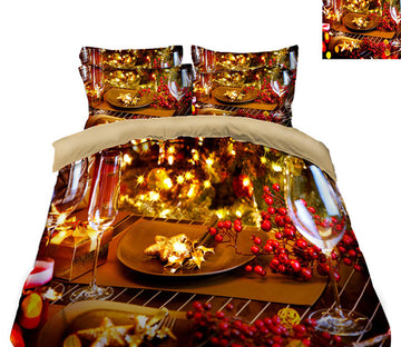 3D Golden Five-Pointed Star 31197 Christmas Quilt Duvet Cover Xmas Bed Pillowcases