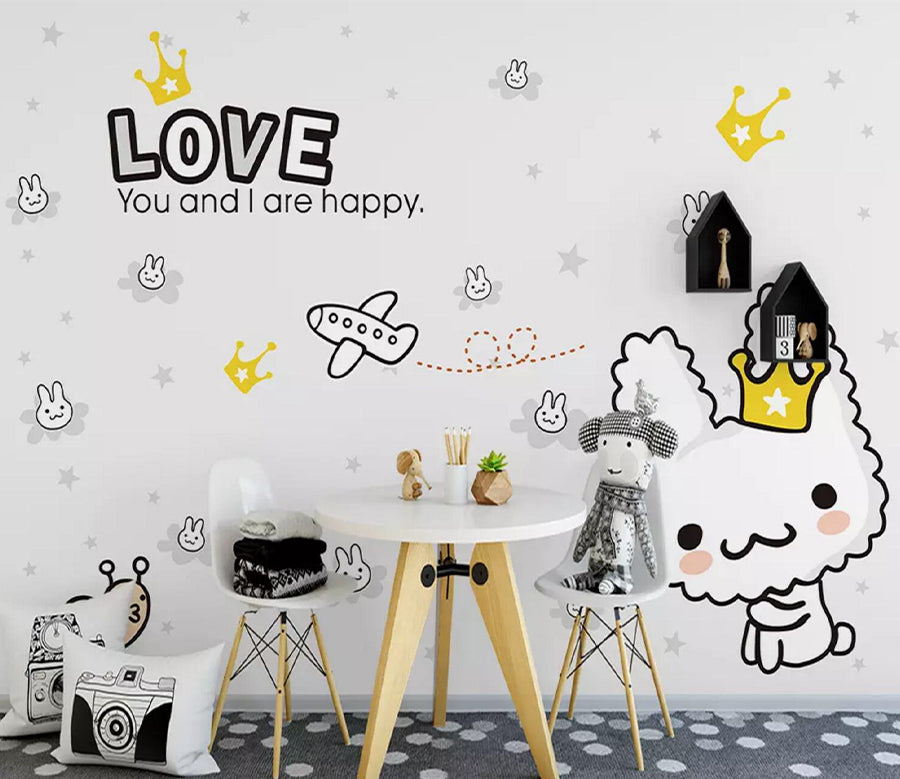 3D White Kitten Plane WC789 Wall Murals