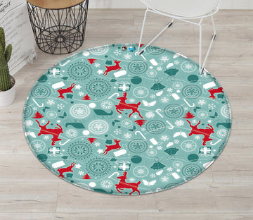 3D Gift Box Deer Pattern 087 Round Non Slip Rug Mat Mat AJ Creativity Home 