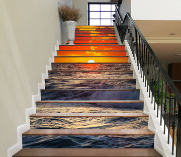 3D The Sunset Dyes The Sky Red 627 Stair Risers