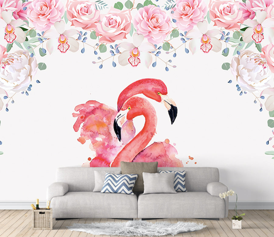 3D Flamingo Rose WG195 Wall Murals
