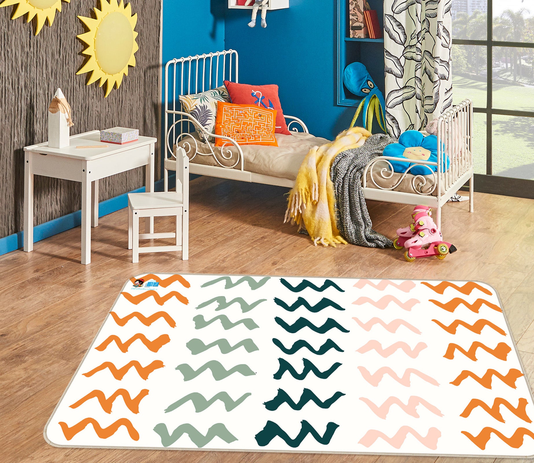 3D Colorful Wave Pattern 107134 Kashmira Jayaprakash Rug Non Slip Rug Mat