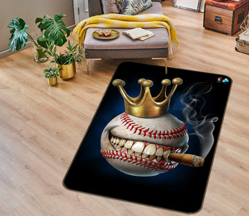 3D Crown Teeth Baseball 4114 Tom Wood Rug Non Slip Rug Mat