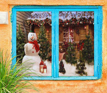 3D Snowman 30081 Christmas Window Film Print Sticker Cling Stained Glass Xmas
