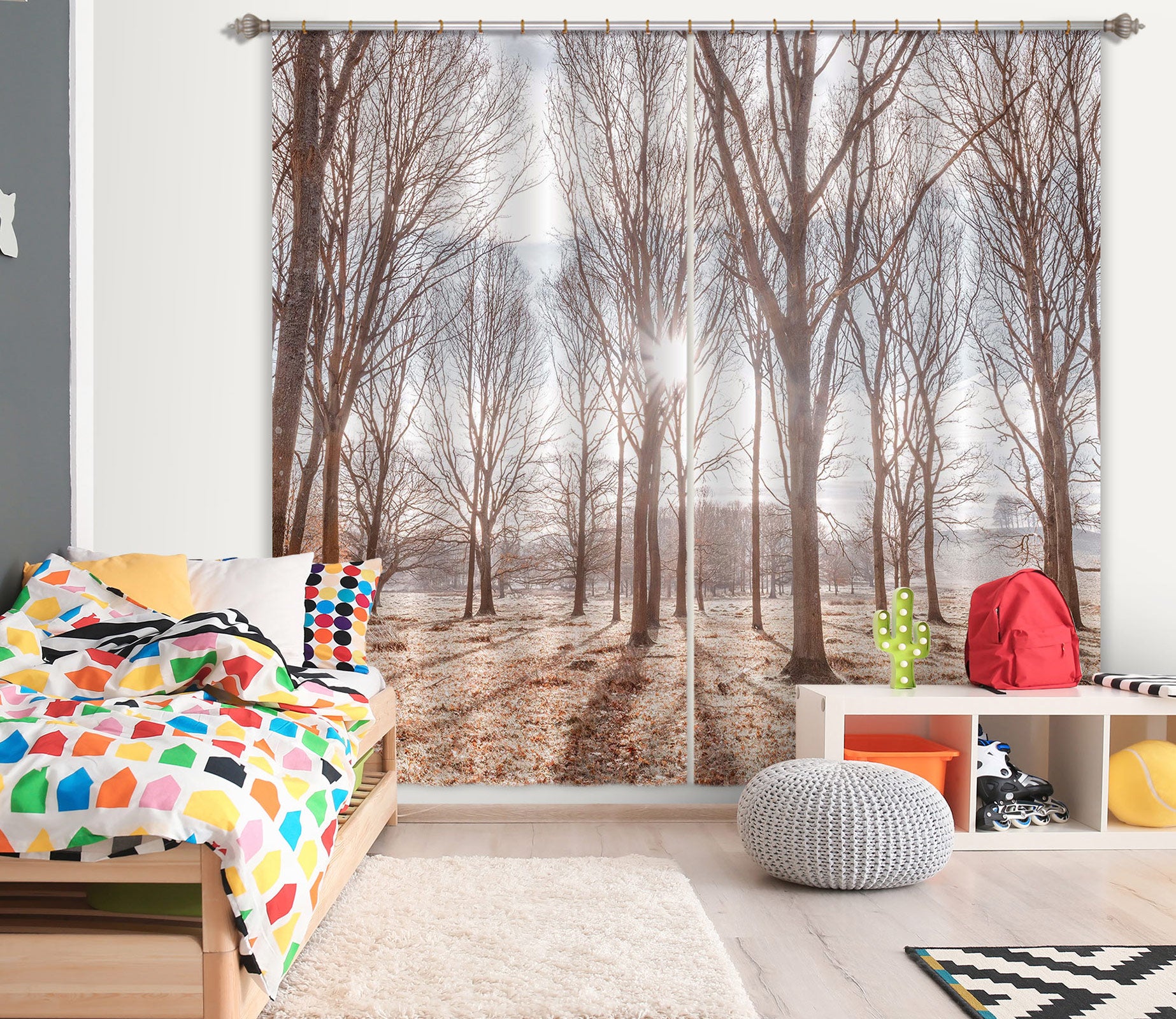 3D Sunny Forest 091 Assaf Frank Curtain Curtains Drapes