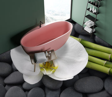 3D White Phalaenopsis 1517 Floor Mural  Wallpaper Murals Self-Adhesive Removable Print Epoxy