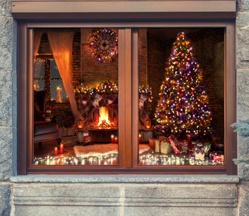 3D Christmas Tree String Lights 30094 Christmas Window Film Print Sticker Cling Stained Glass Xmas