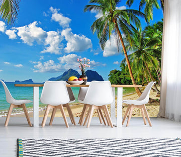 3D Coconut Tree Seaside Beach 028 Wall Murals Wallpaper AJ Wallpaper 2 