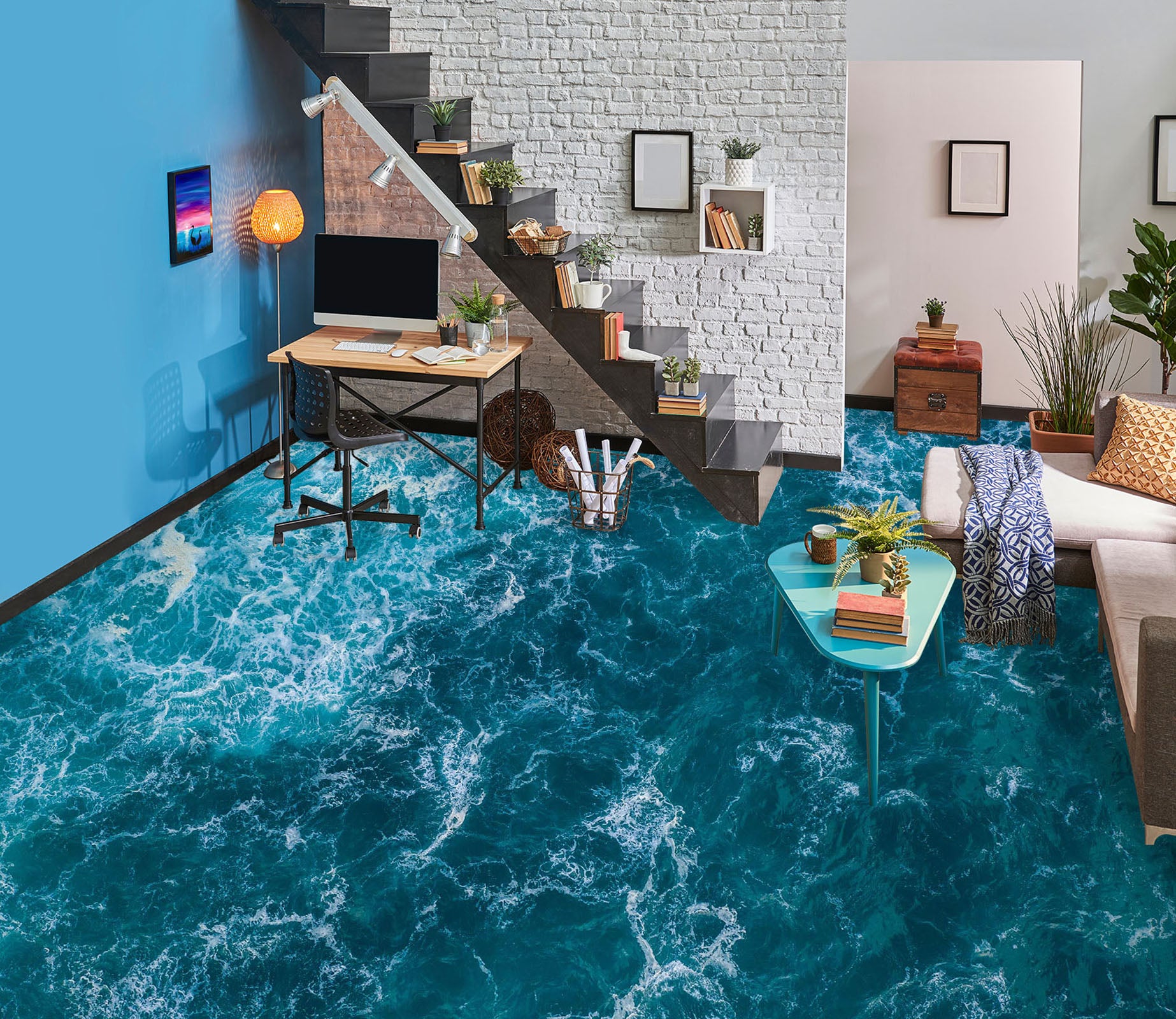 3D Deep Blue Sea Story 839 Floor Mural  Wallpaper Murals Rug & Mat Print Epoxy waterproof bath floor