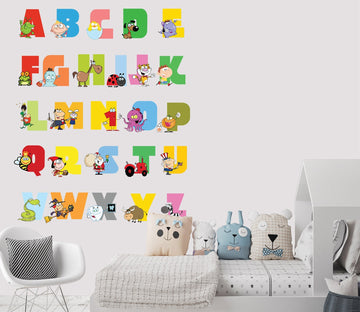 3D Cartoon Alphabet 52 Wall Stickers Wallpaper AJ Wallpaper 