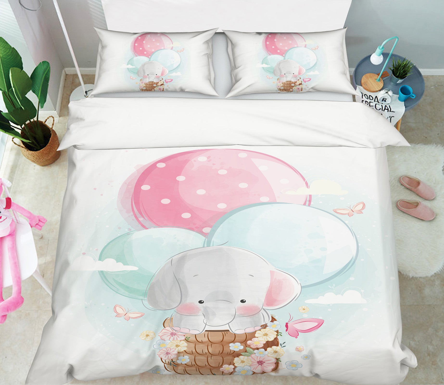 3D Balloon Elephant 64013 Bed Pillowcases Quilt