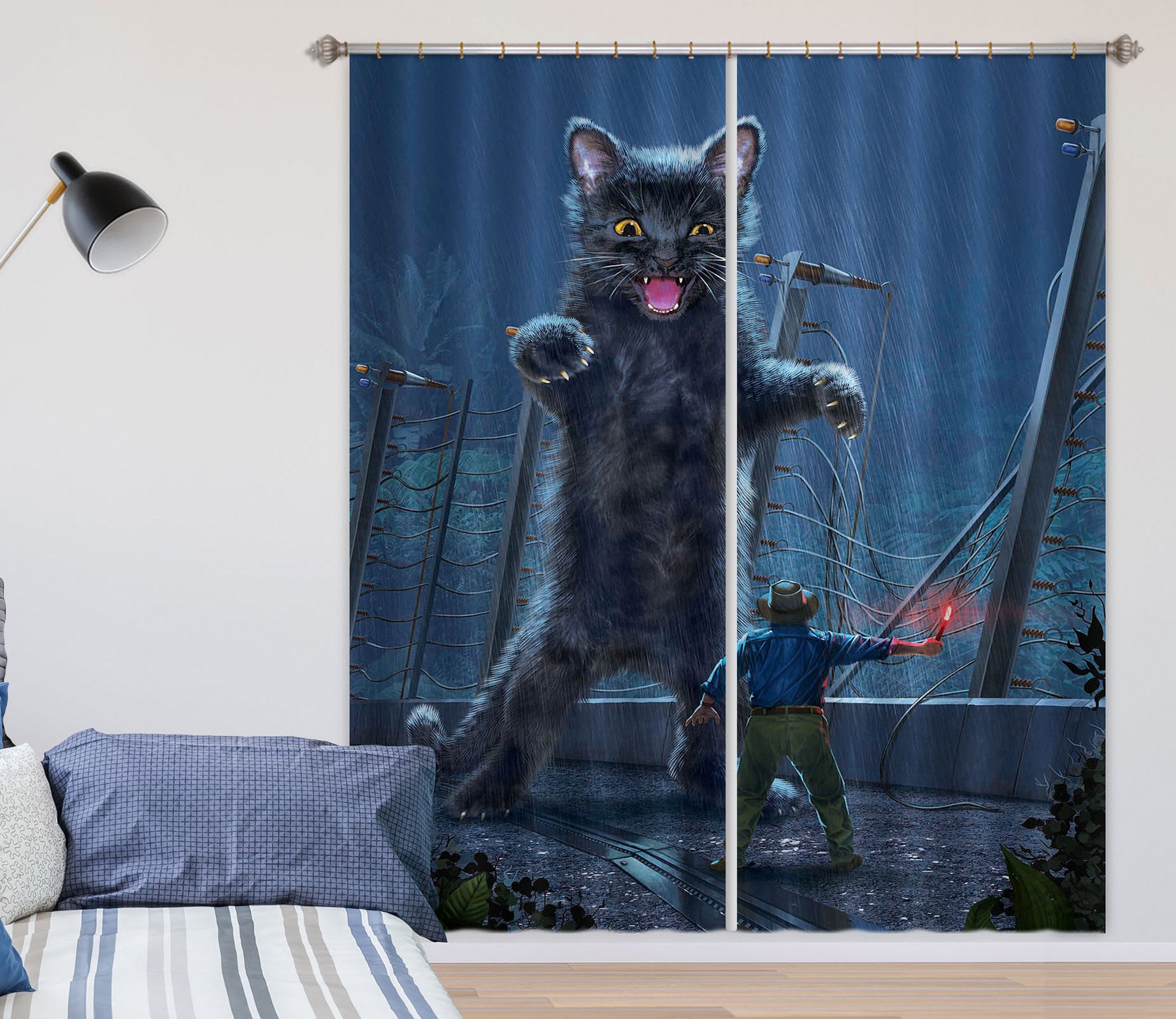 3D Jurassic Kitty 047 Vincent Hie Curtain Curtains Drapes