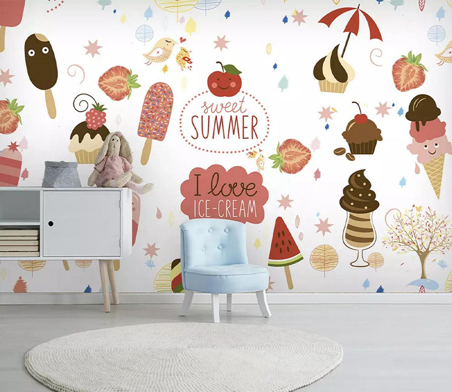 3D Ice Cream Apple WC770 Wall Murals
