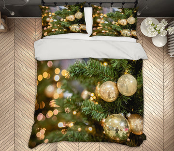 3D Ball Branches 52199 Christmas Quilt Duvet Cover Xmas Bed Pillowcases