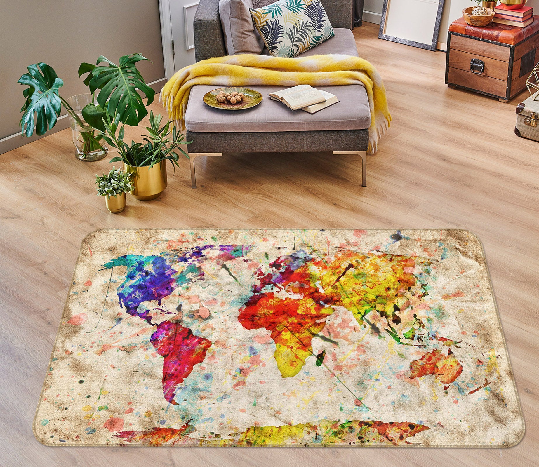 3D Rich Colors 229 World Map Non Slip Rug Mat