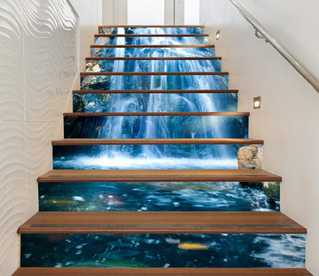 3D Blue Fluorescent Waterfall 326 Stair Risers