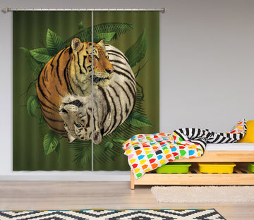 3D Tiger Yin Yang 080 Vincent Hie Curtain Curtains Drapes