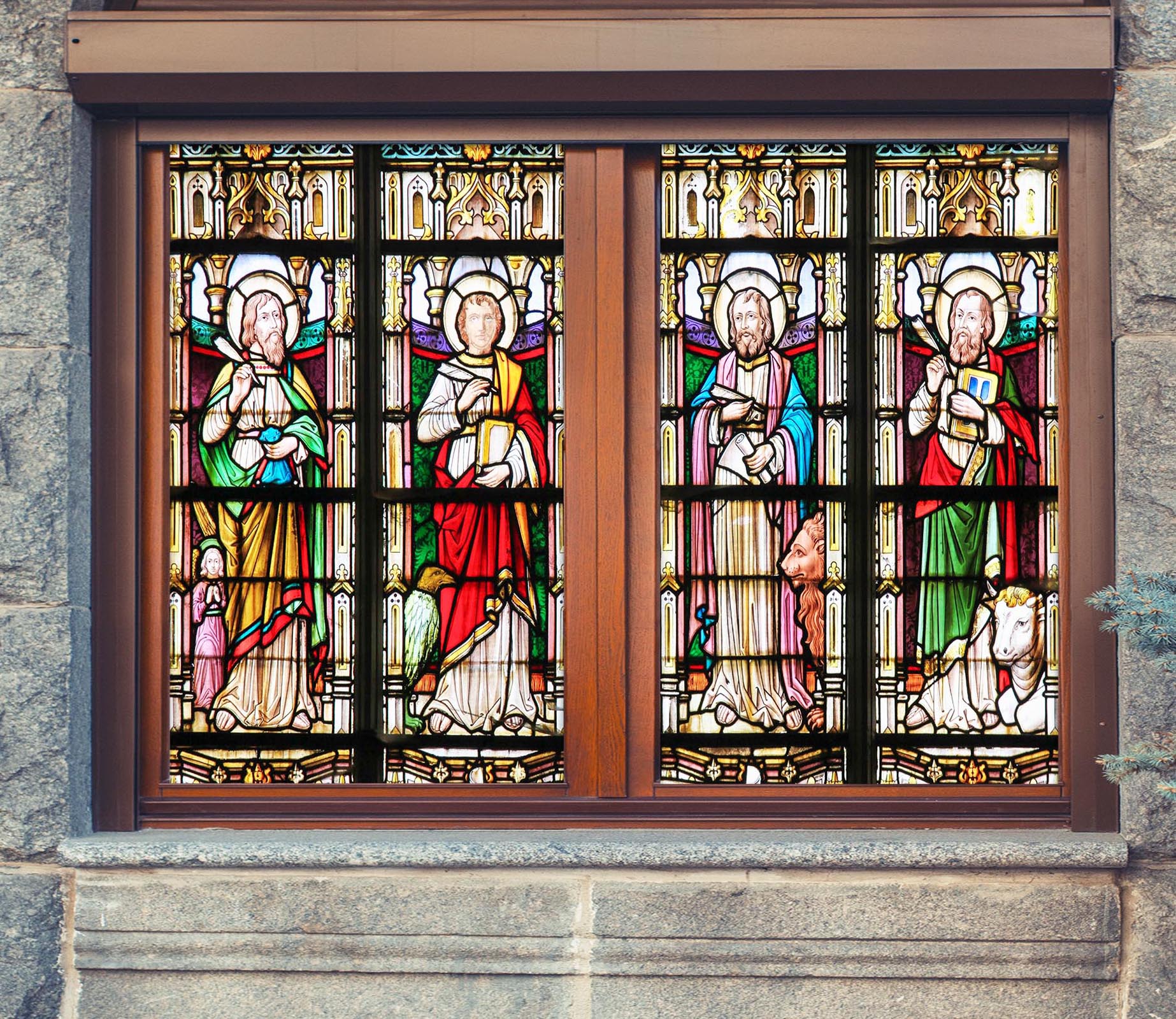 3D Religious Book 143 Window Film Print Sticker Cling Stained Glass UV Block