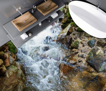 3D Stones And Rushing Water 699 Floor Mural  Wallpaper Murals Rug & Mat Print Epoxy waterproof bath floor