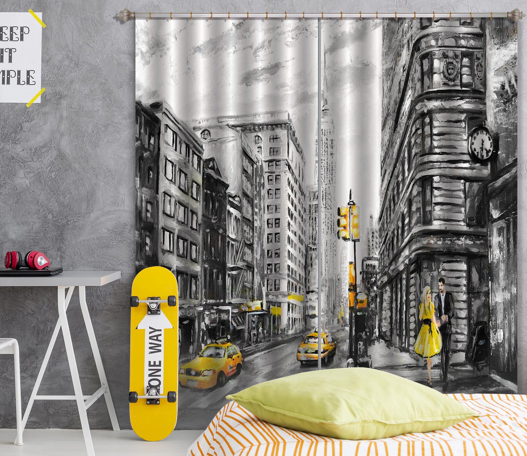 3D Building Taxi 039 Curtains Drapes