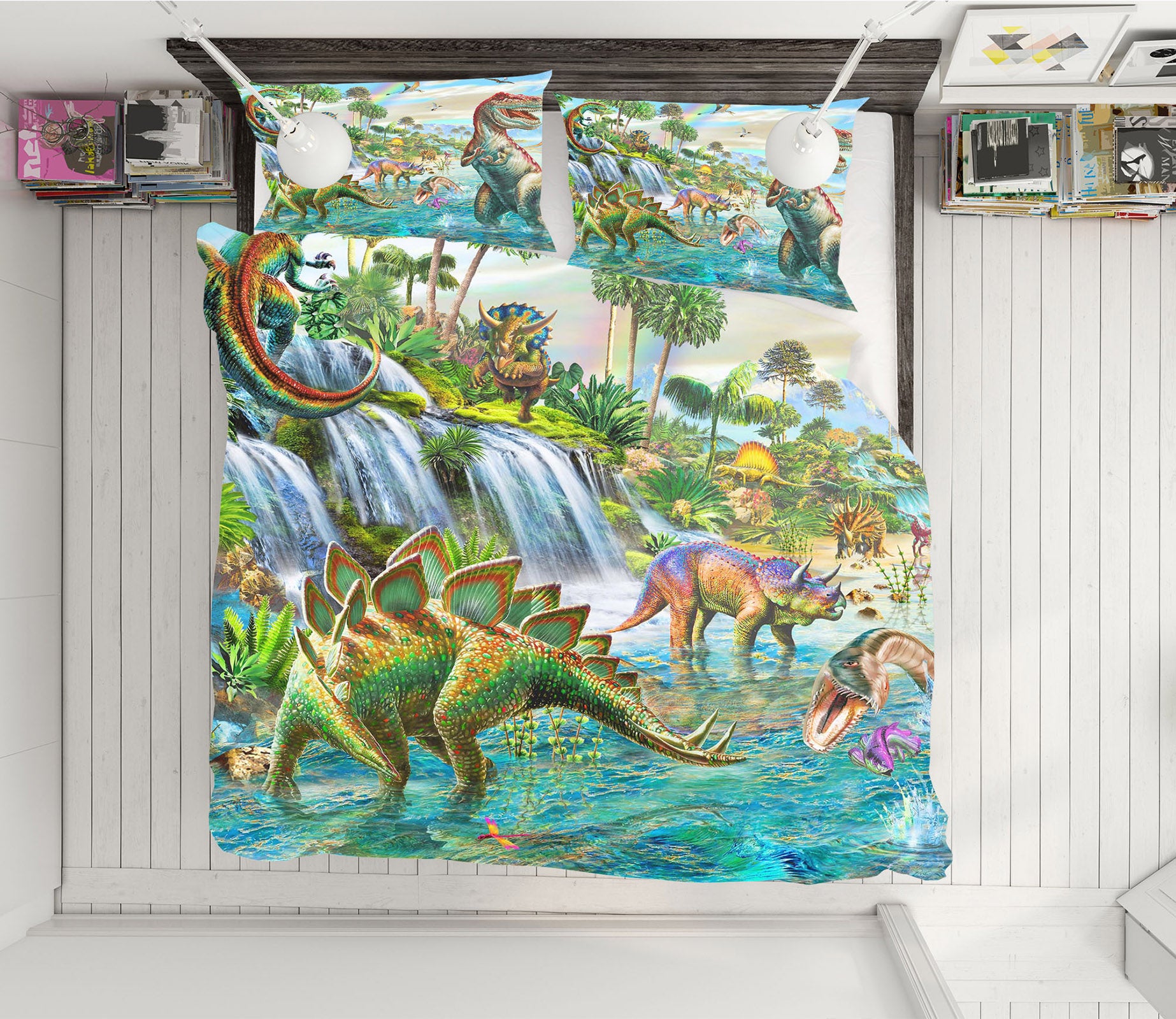 3D Dinosaur Falls 2123 Adrian Chesterman Bedding Bed Pillowcases Quilt