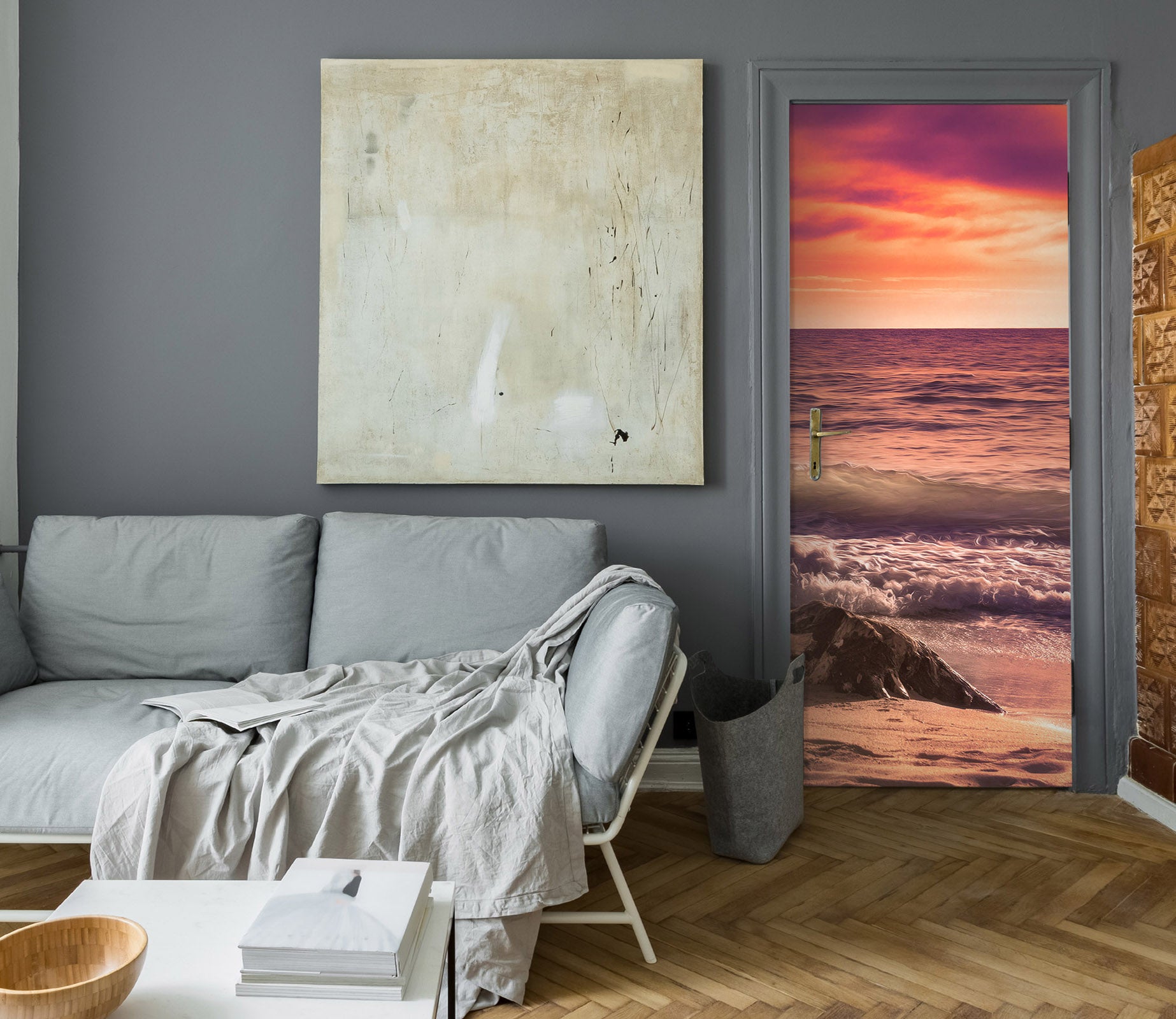 3D Waves Seaside Sunset 12287 Marco Carmassi Door Mural