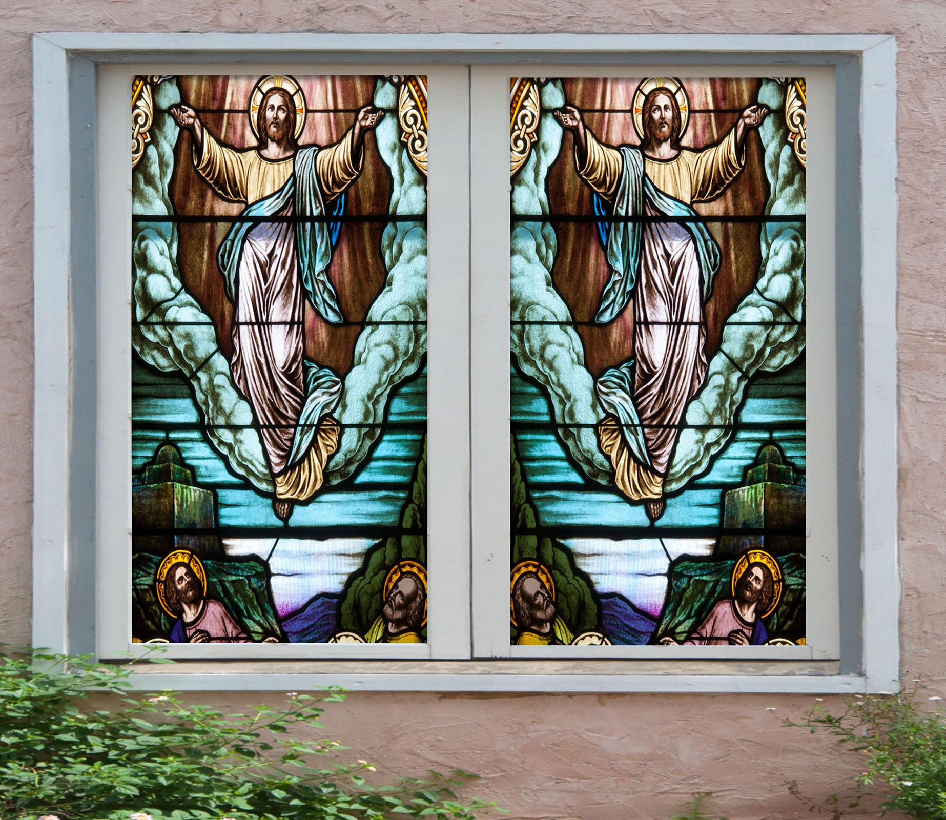 3D Religious Cloud 186 Window Film Print Sticker Cling Stained Glass UV Block