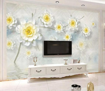 3D Yellow Flower 054 Wall Murals Wallpaper AJ Wallpaper 2 