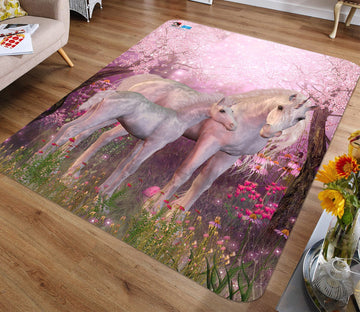 3D Pink Flower Unicorn 101 Non Slip Rug Mat Mat AJ Creativity Home 