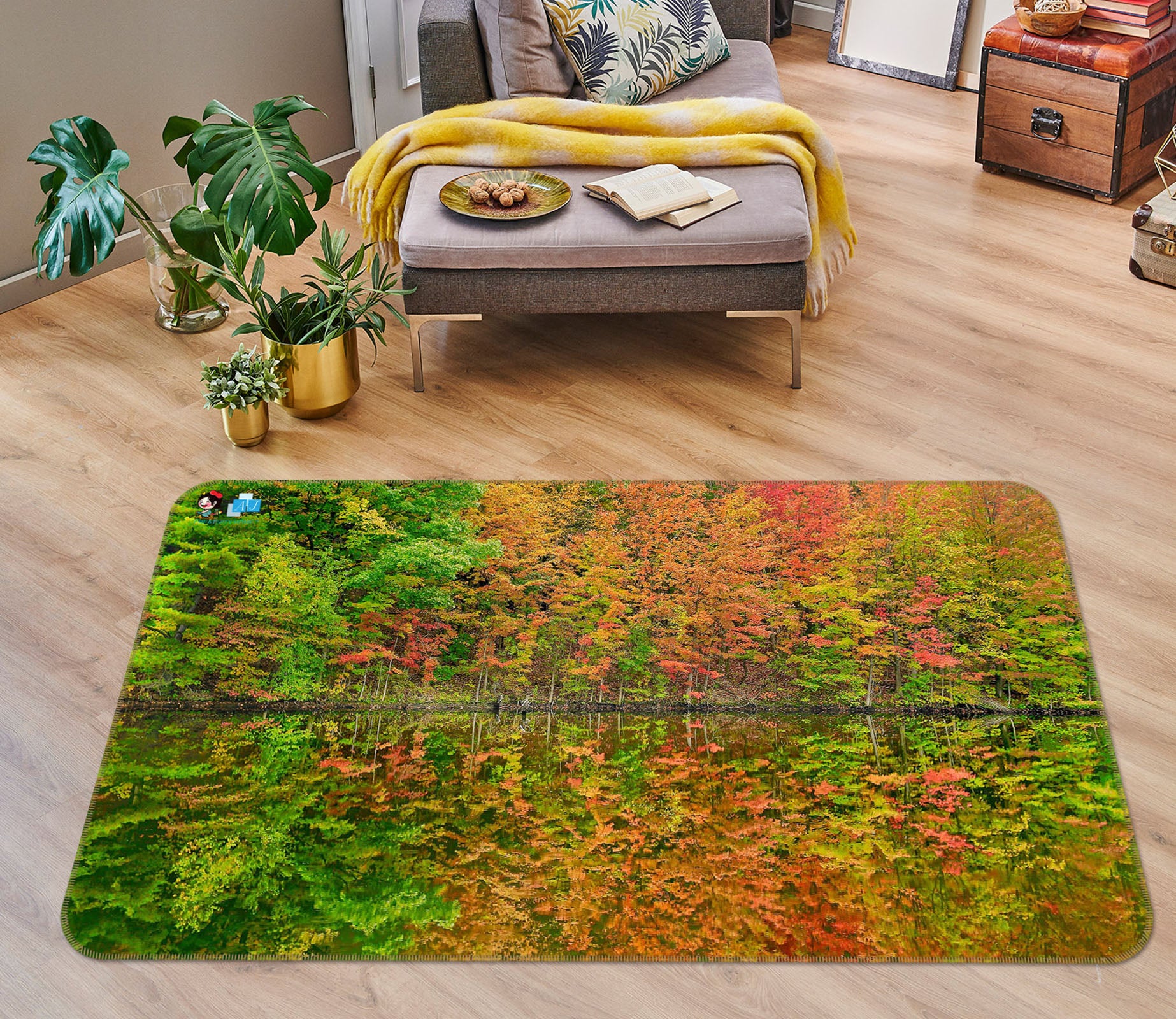 3D Fall Reflections 62208 Kathy Barefield Rug Non Slip Rug Mat