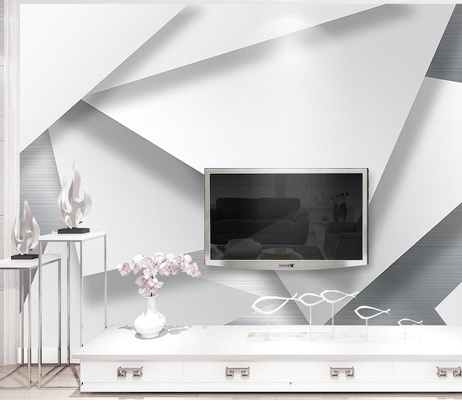 3D White Lines WG067 Wall Murals