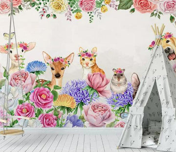 3D Fawn Flower 536 Wall Murals Wallpaper AJ Wallpaper 2 