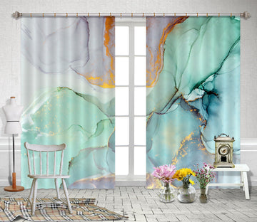 3D Light Green Irregular Line 82 Curtains Drapes Curtains AJ Creativity Home 